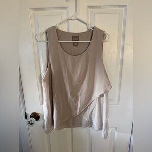 Chico's Size 2 (L/12) Beige Sleeveless Layered Scoop Neck Top - Taupe - Cream